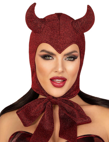 Temno rdeča ženska demonska kapuca 