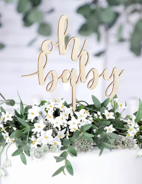 Postavitev cake topperja oh baby za baby shower