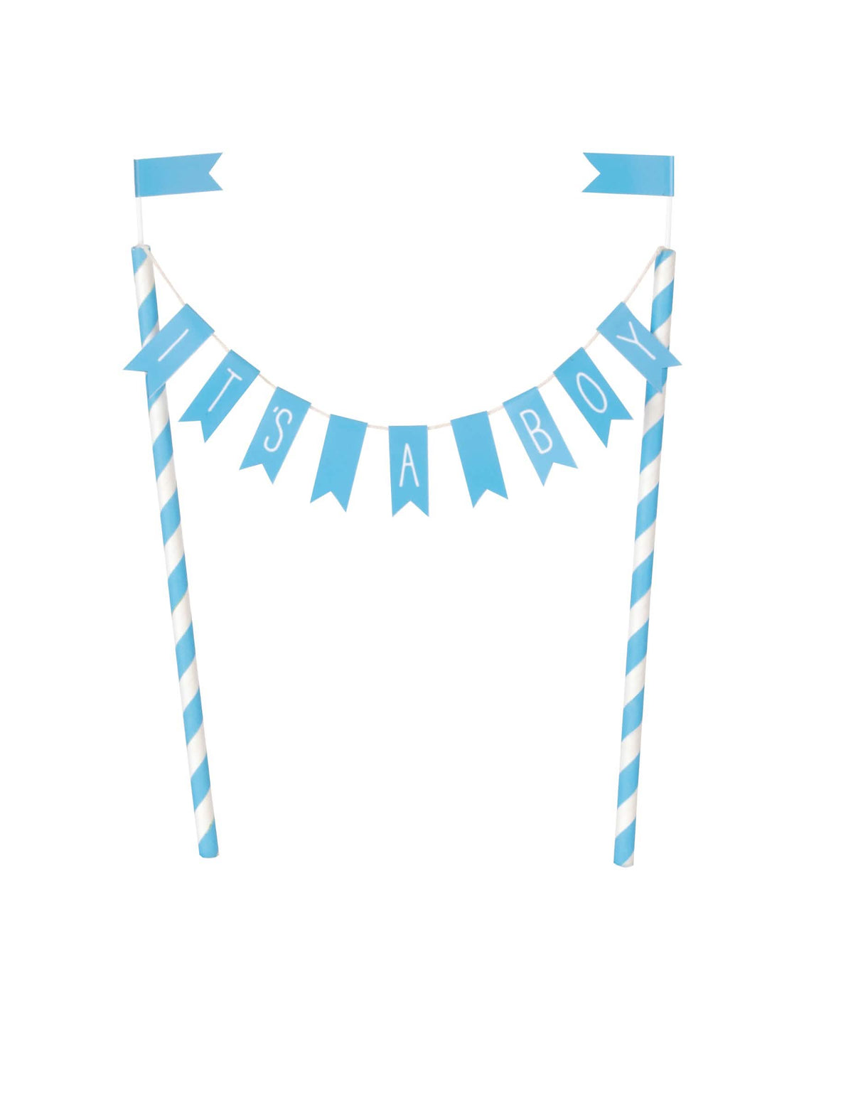 Cake topper To je fantovski za baby shower modra s zastavicami in črtastimi slamice