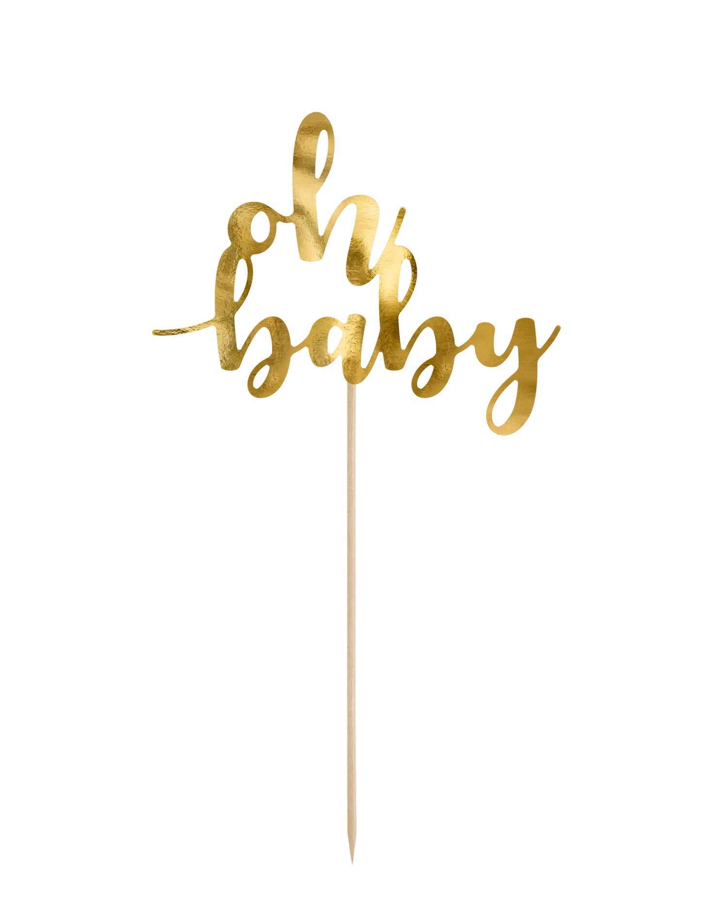 Zlati okras za torto Oh Baby 25 cm z lesenim stojalom