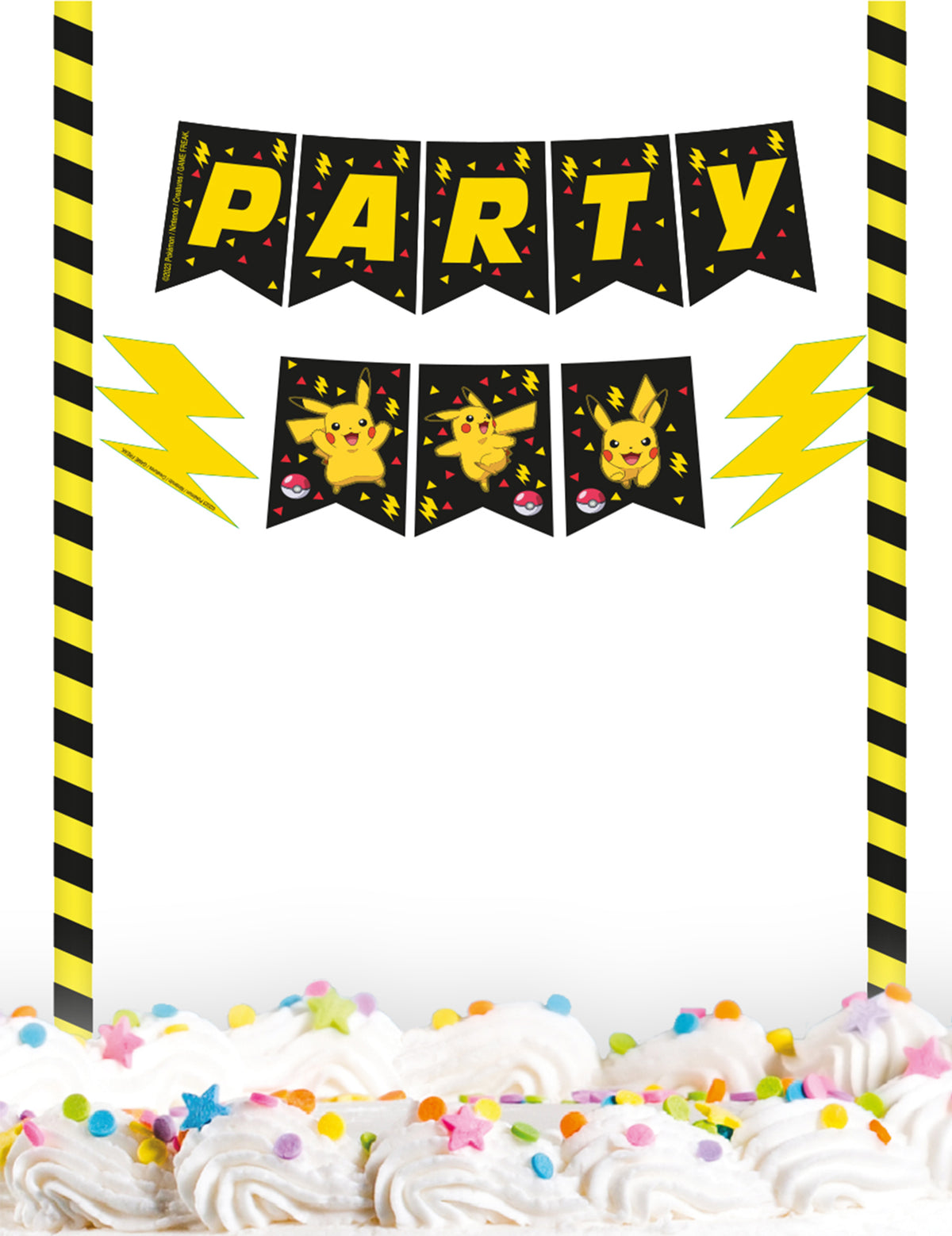 Cake topper Pikachu Pokémon™ pour enfant jaune et noir avec fanions Party