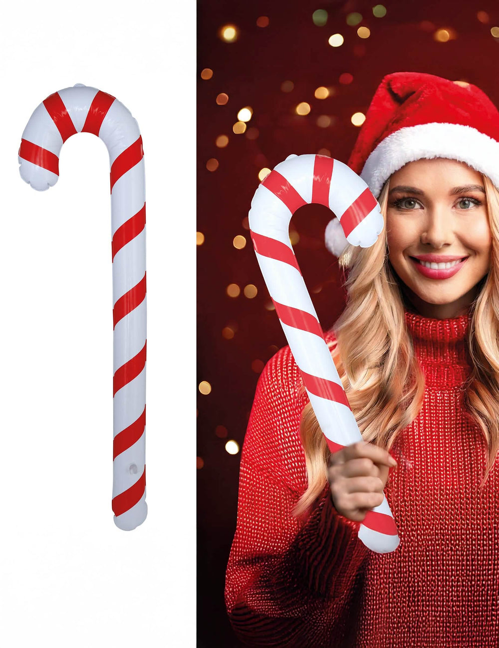 Mise en situation de la canne à sucre gonflable de Noël