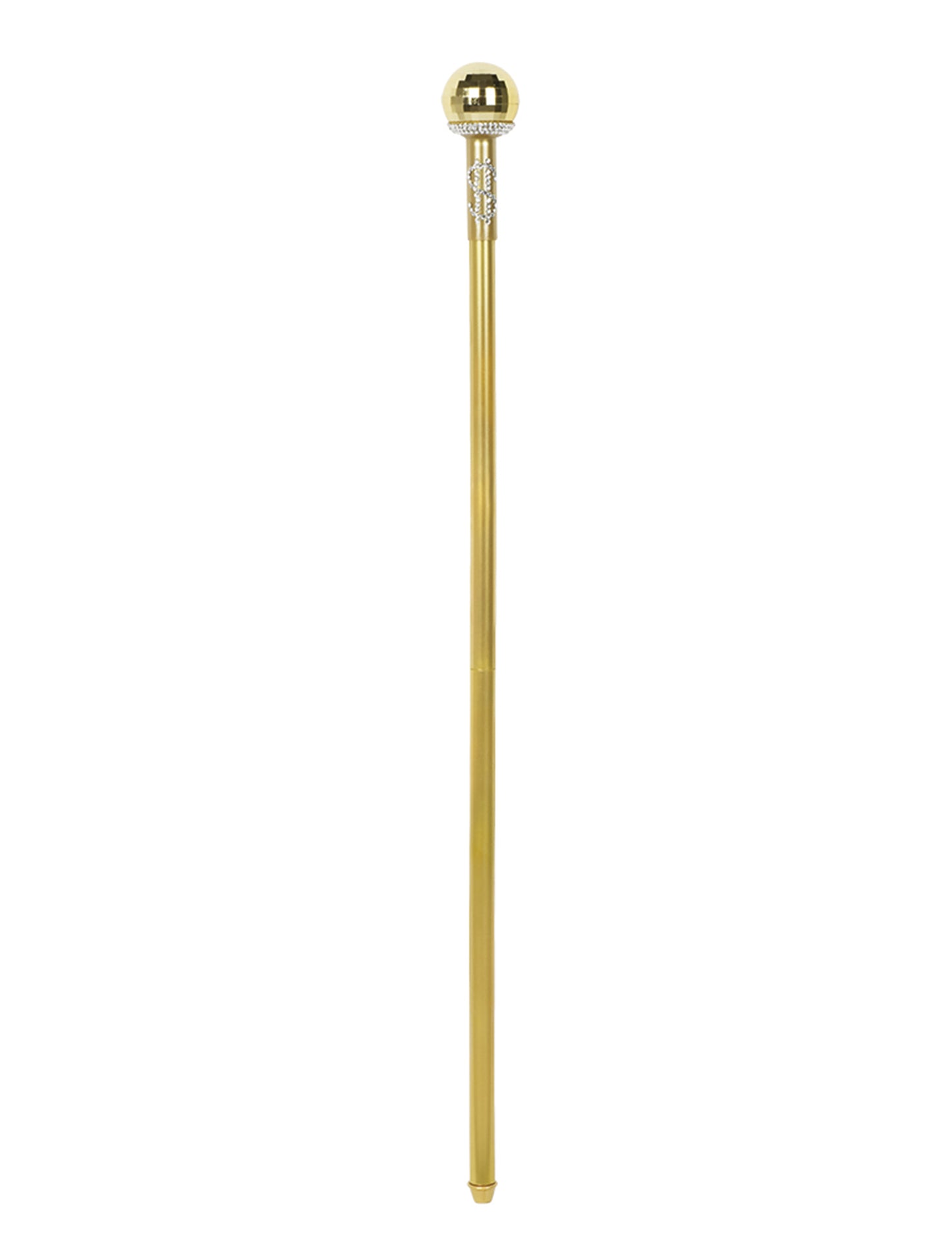 Canne dandy pimp pour adulte dorée avec pommeau dollar