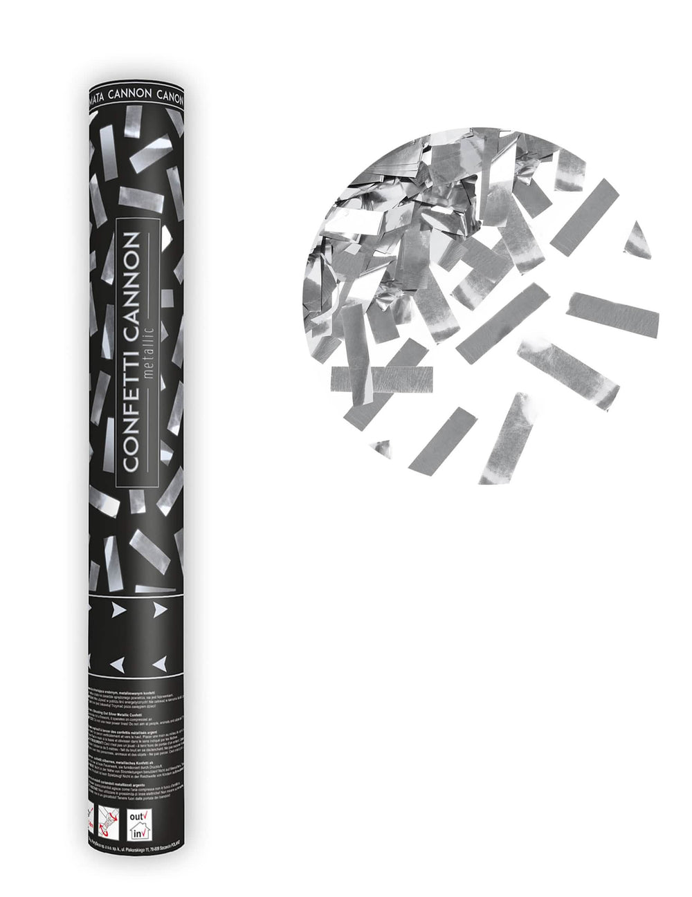 Canon à confettis bandes métalliques pour fête argentées