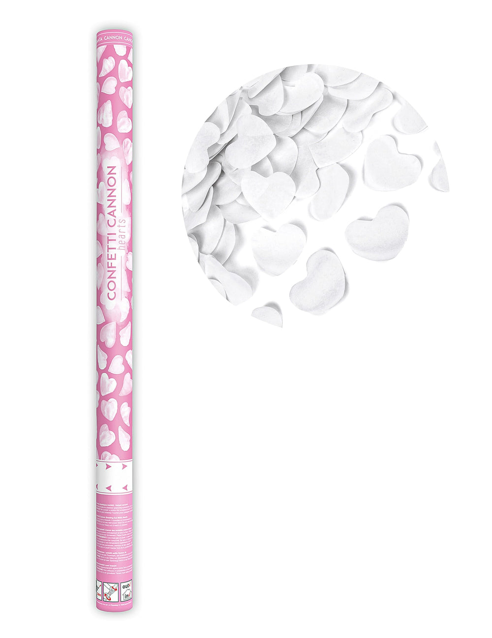 Canon à confettis coeurs pour fête blancs