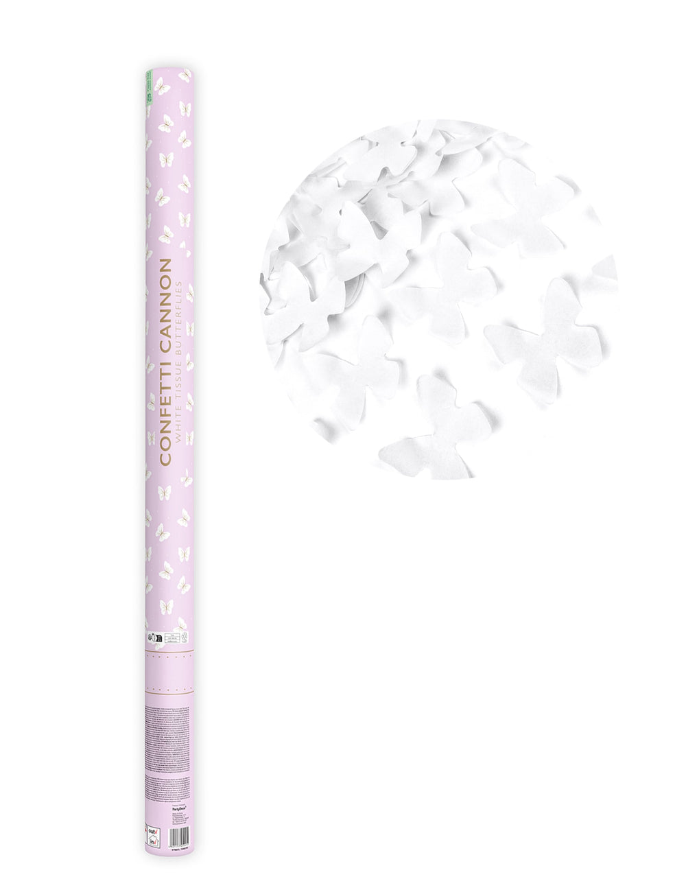 Canon à confettis papillons blancs