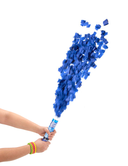 Canon à confettis pour fête bleu