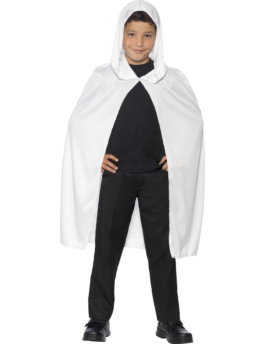 Cape à capuche Halloween pour enfant blanche