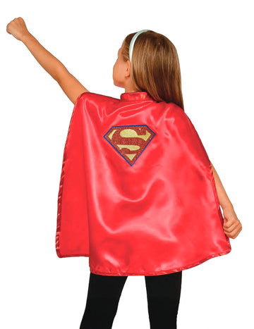 Cape et serre-tête Supergirl Super Hero Girls pour enfant rouge