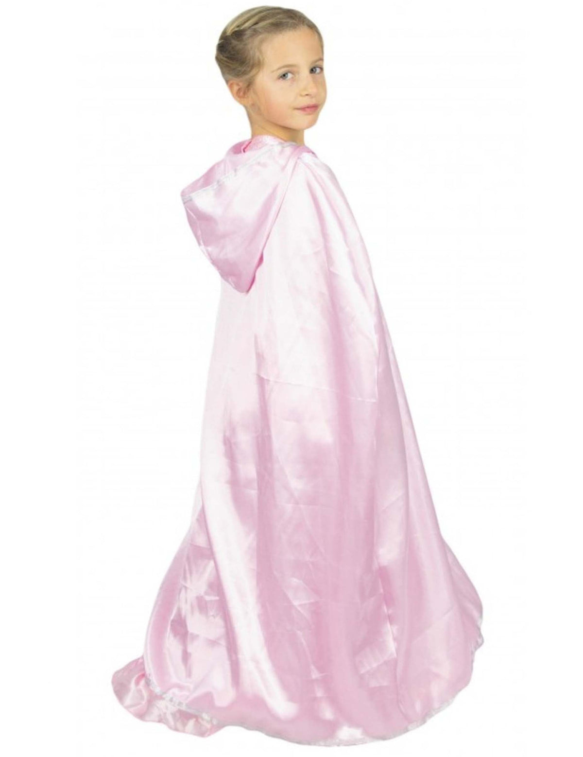 Cape princesse sweet pour enfant rose satinée avec capuche