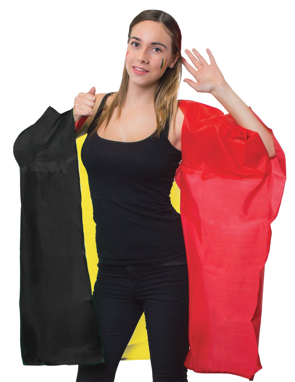 Cape de supporter Belgique pour adulte noir jaune rouge