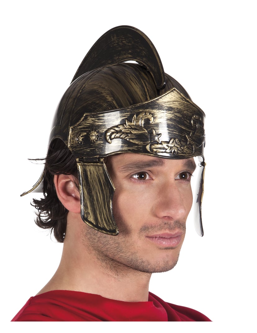 Casque centurion romain pour adulte or et noir effet vieilli