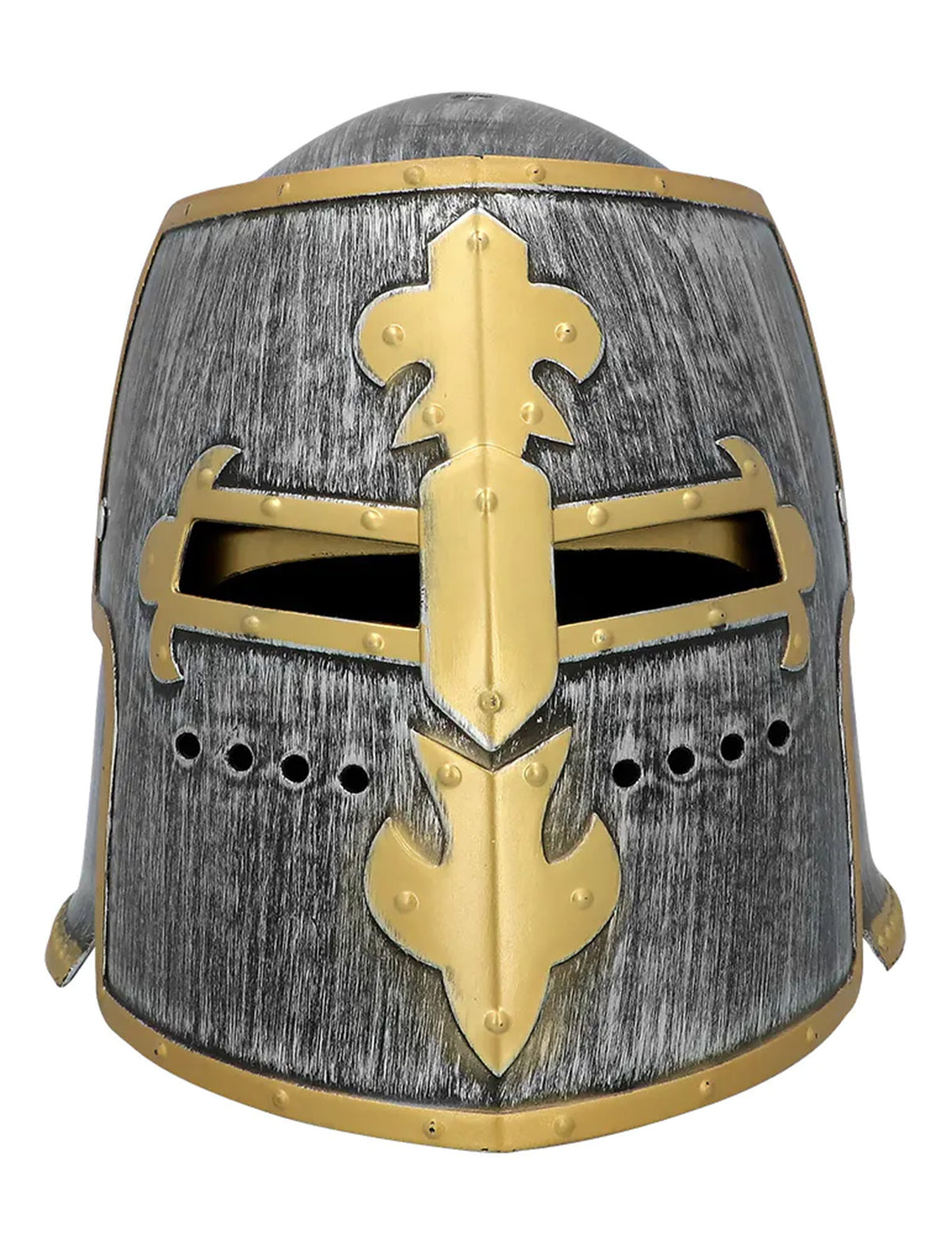 Vue de face du casque de chevalier médiéval