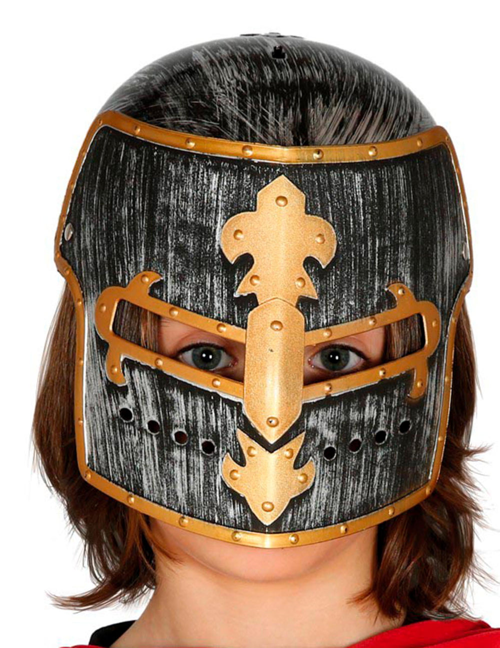 Vue de face du casque chevalier médiéval pour enfant
