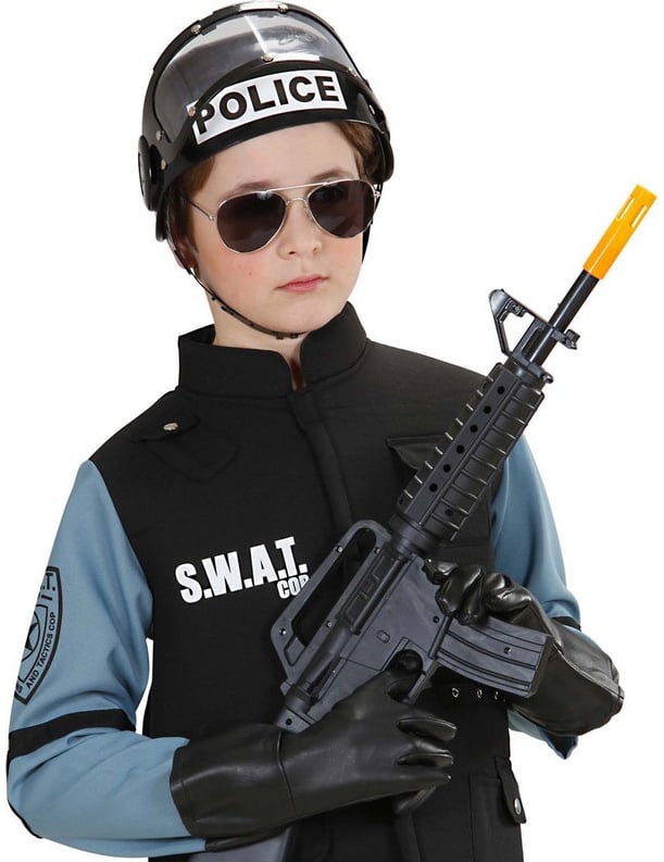Casque de police pour enfant noir avec visière transparente
