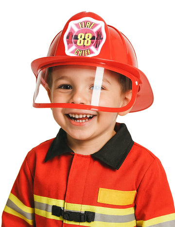 Rdeča gasilska čelada z otroškim vizirjem