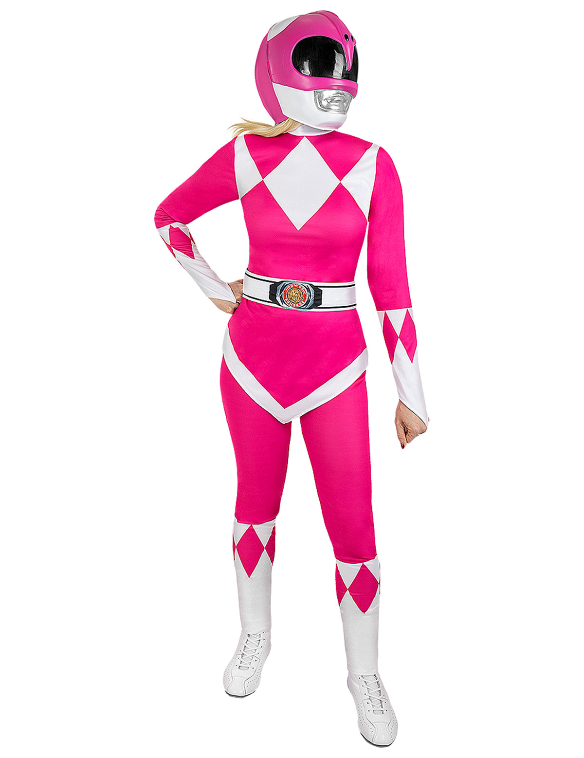 Mise en situation du casque Power Ranger pour adulte