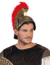 Casque romain pour adulte doré avec plumes rouges