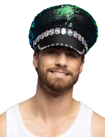 Modrikaste odrasle modre in zelene reverzibilne kape za sekvence