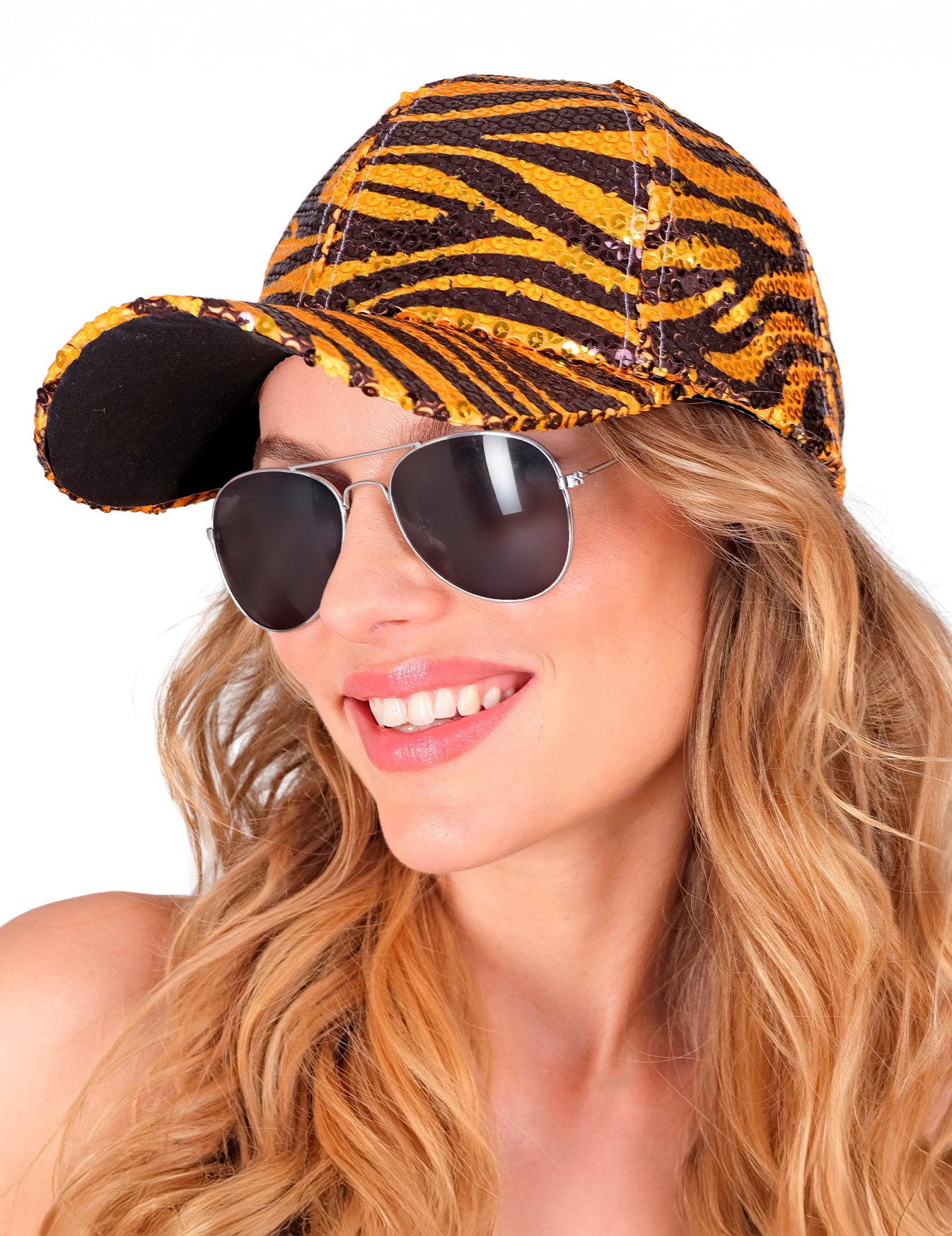 Casquette à sequins tigrée adulte