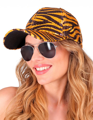 Casquette à sequins tigrée adulte