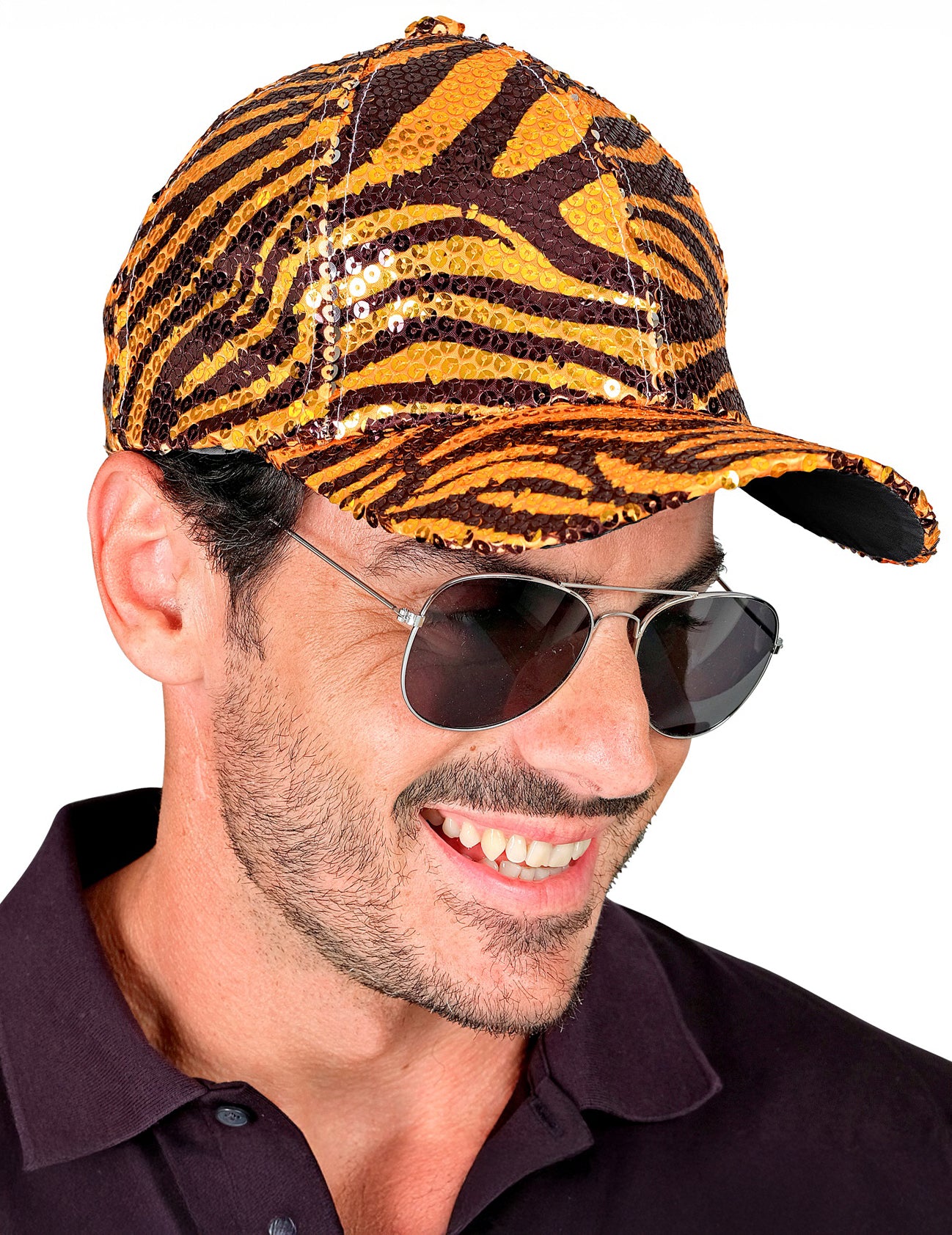 Casquette à sequins tigrée adulte
