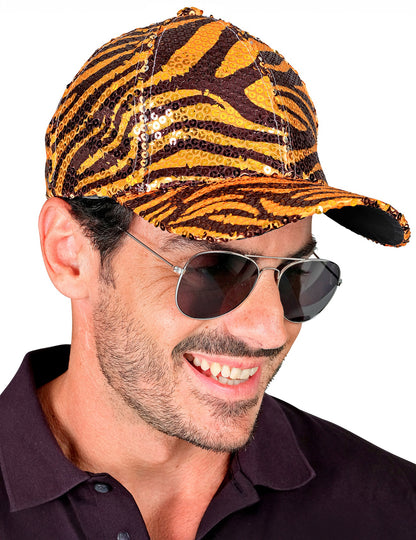 Casquette à sequins tigrée adulte
