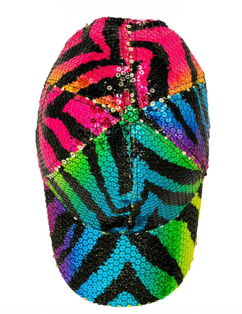 Casquette à sequins tigrée multicolore adulte