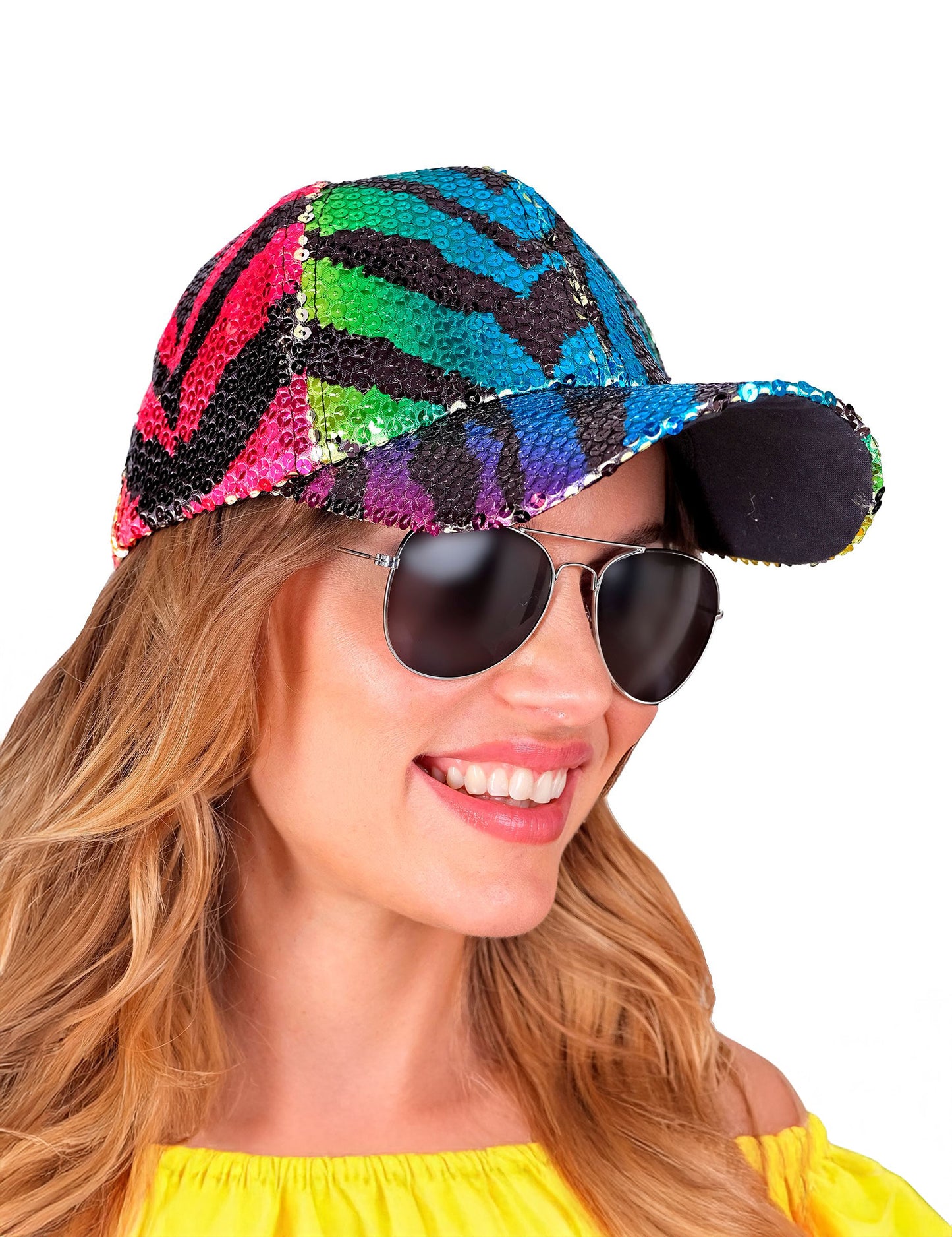Casquette à sequins tigrée multicolore adulte