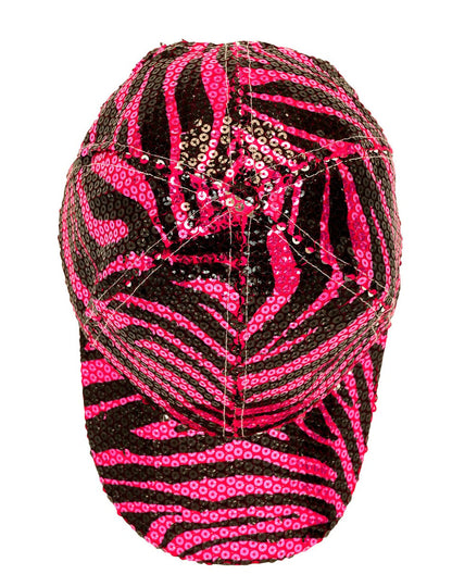 Casquette à sequins tigrée rose adulte