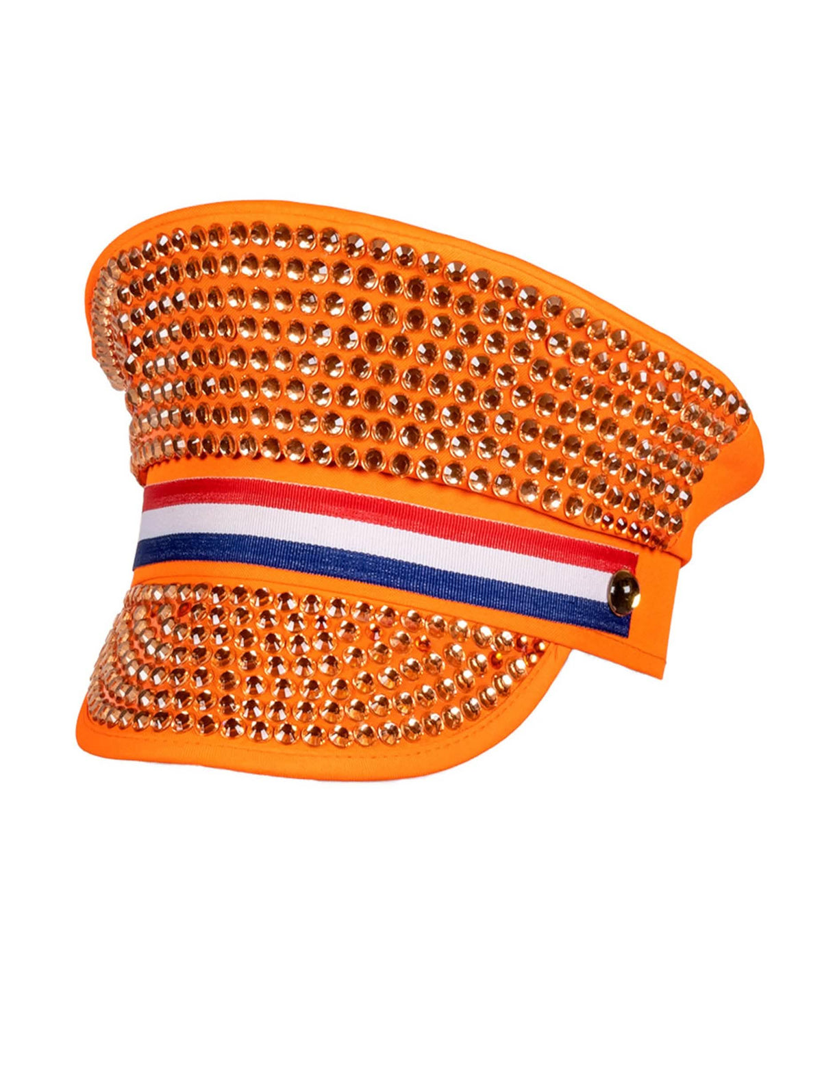 Vue de profil de la casquette à strass Hollande pour adulte