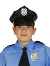 Casquette de policier pour enfant noire avec insigne argenté