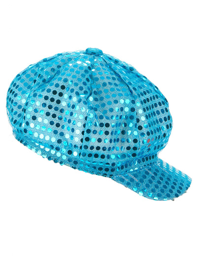 Casquette disco pour adulte turquoise à sequins