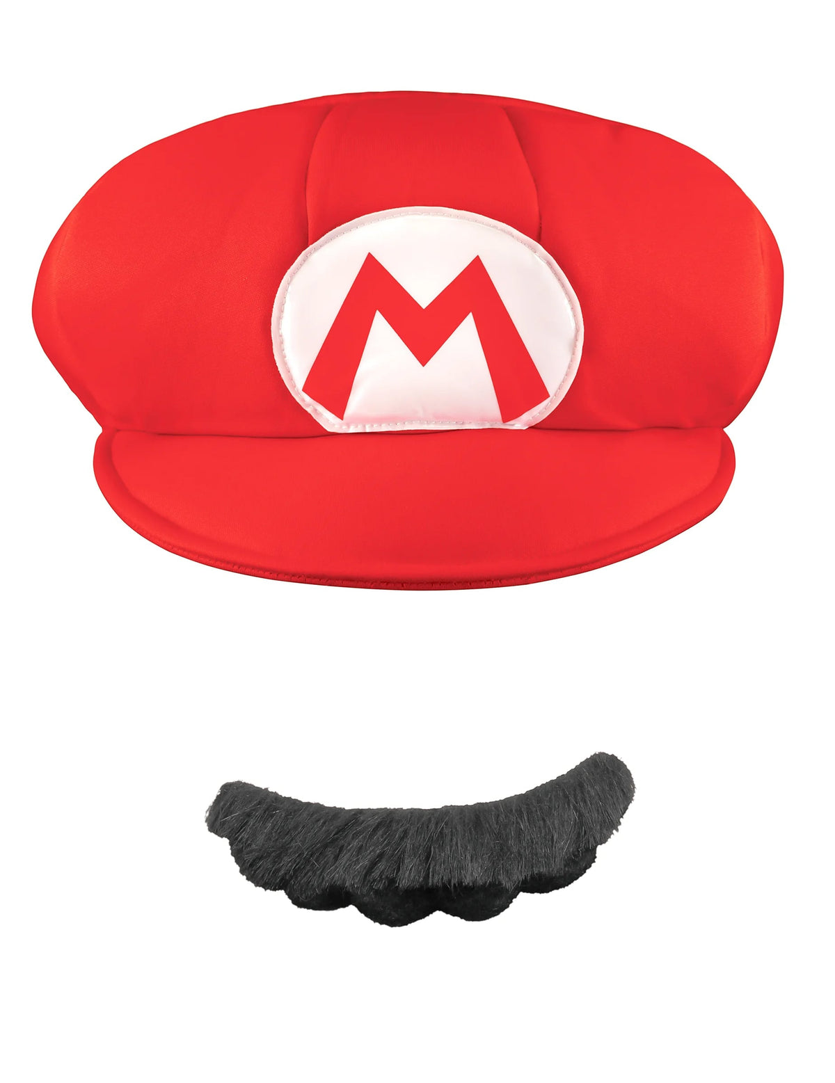 Vue de face de la casquette et moustache Mario