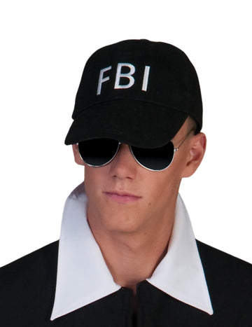 Casquette FBI pour adulte noire avec inscription blanche