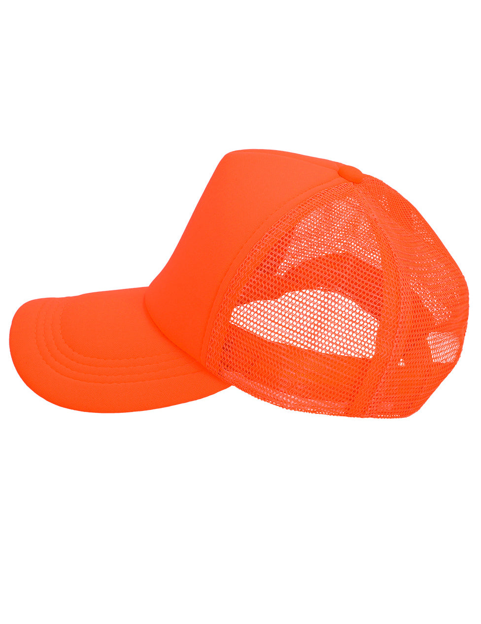 Vue de profil de la casquette orange fluo pour adulte