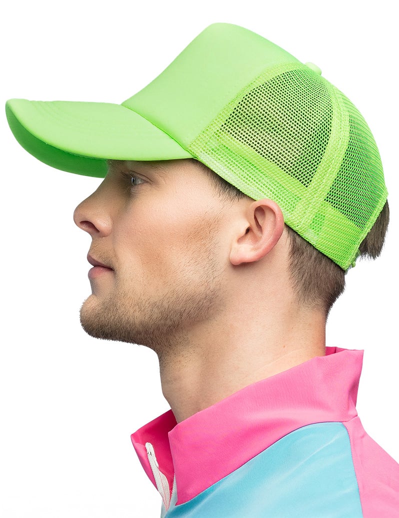 Vue de profil de la casquette vert fluo