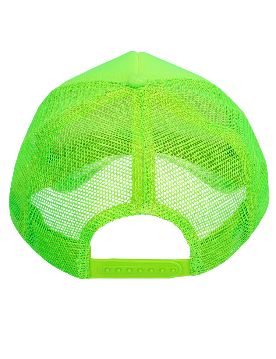 Vue de dos de la casquette vert fluo