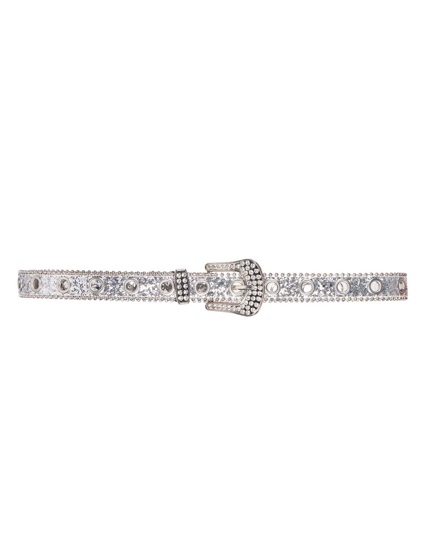 Ceinture à paillettes argentées avec boucle strass adulte