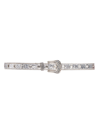 Ceinture à paillettes argentées avec boucle strass adulte