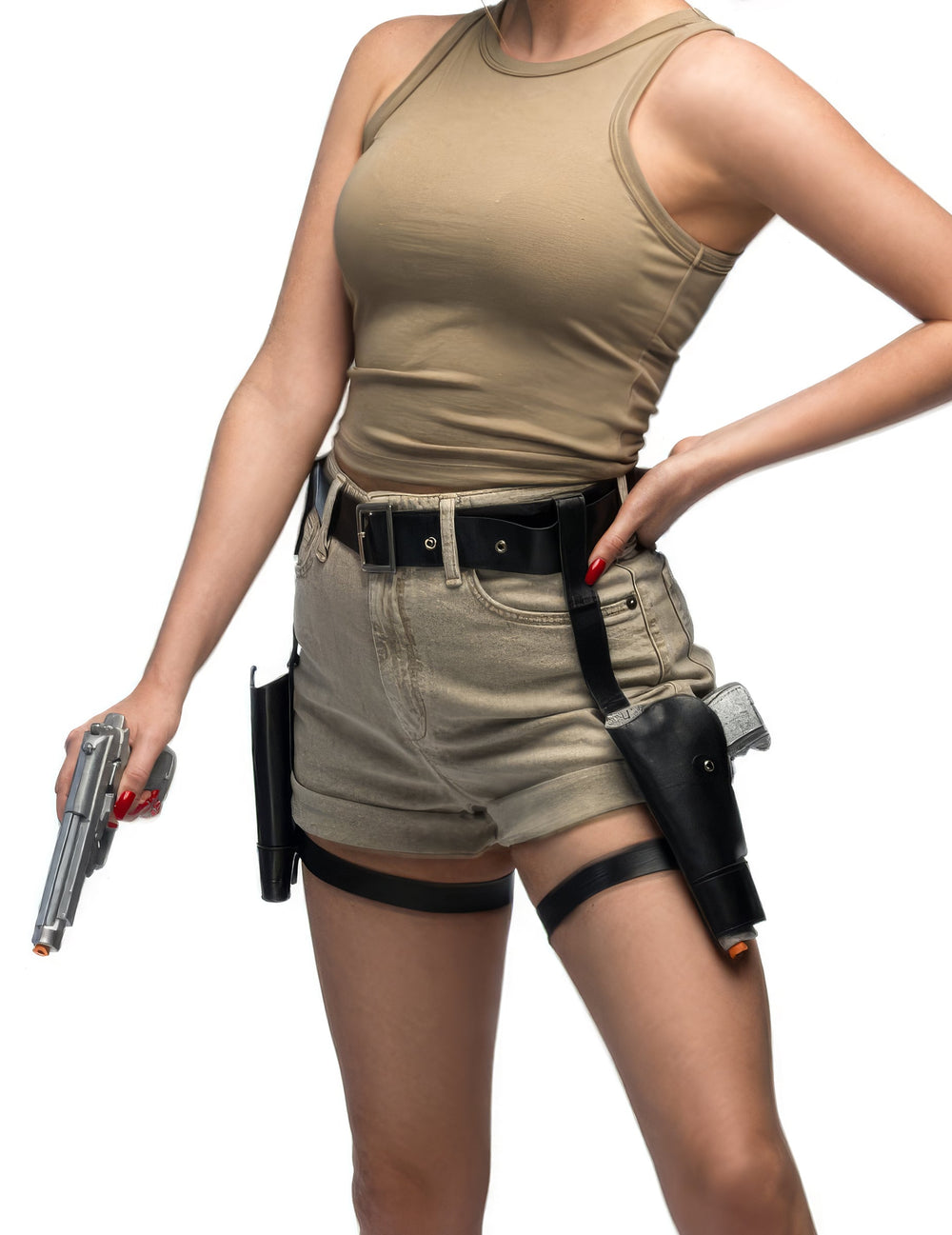 Ceinture aventurière avec pistolets pour adulte noire avec holsters de cuisse