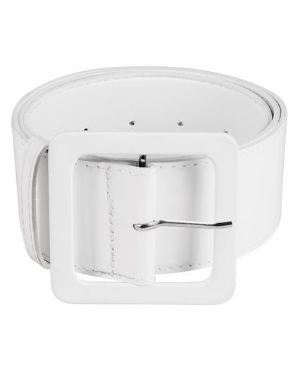 Ceinture large pour adulte blanche avec boucle carrée