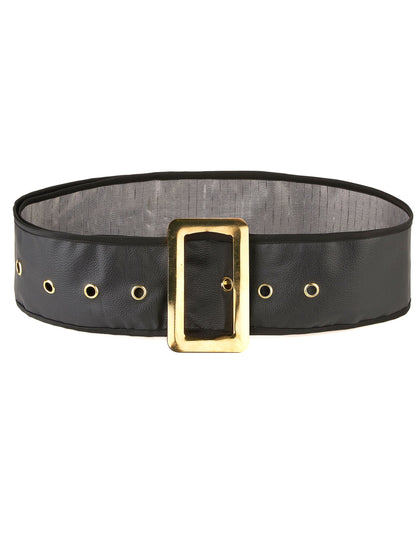 Ceinture large noire pour adulte avec boucle dorée