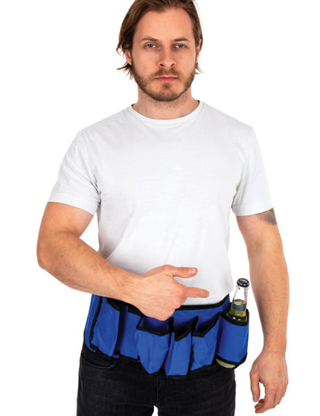 Modri pas za odrasle z držalom za steklenico