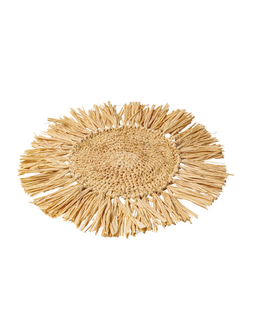 Okrasna miza Bali iz rafije, okrogla, 36 cm s cofki 