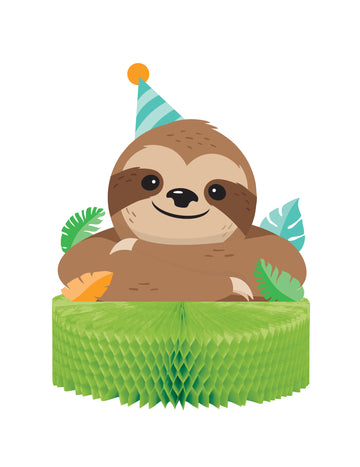 Centre de table en papier alvéolé paresseux mignon 23 x 30,5 cm pour anniversaire