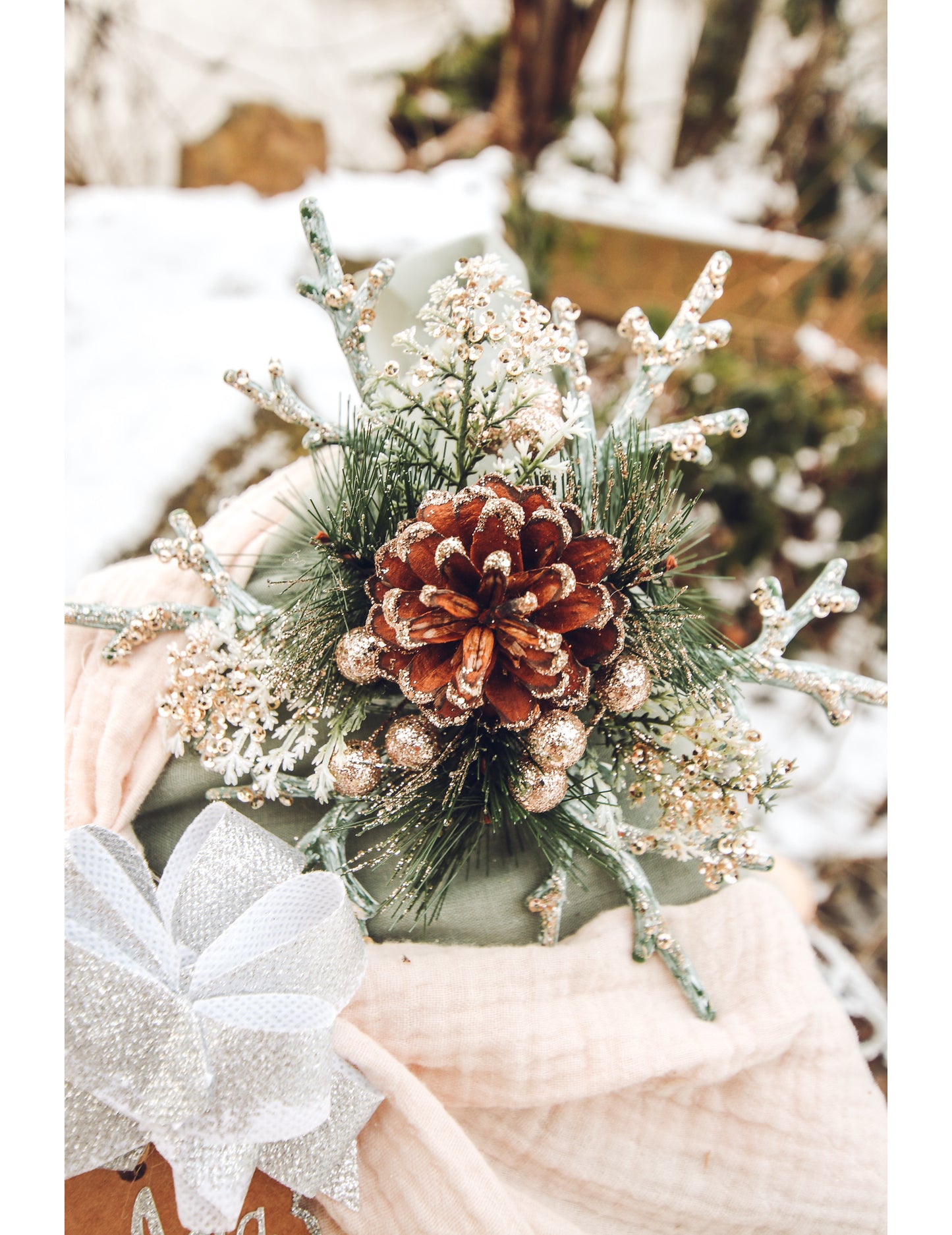 Namizni okras narava bleščice šampanjec 19,5 cm 