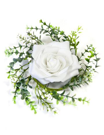 Roza osrednji okras in belo listje 18 cm umetna roža