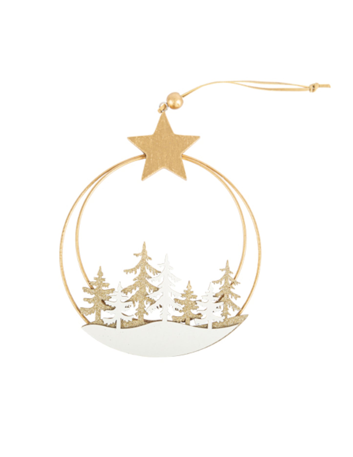 Viseči krog Snežni gozd 16,5 x 19,5 cm z zlato zvezdo