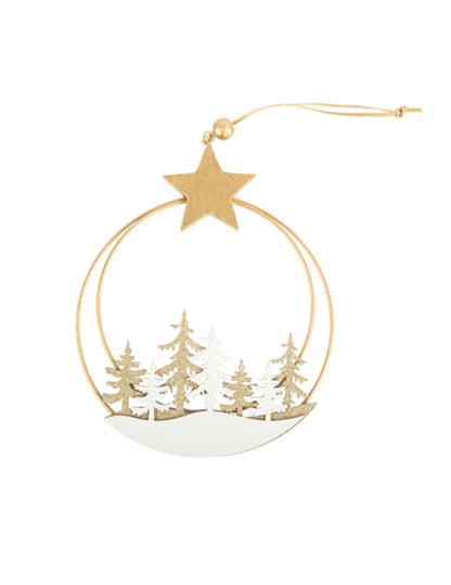 Viseči krog Snežni gozd 16,5 x 19,5 cm z zlato zvezdo